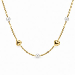 Gargantilha Coração/Perola Banhada a Ouro - GARG1699