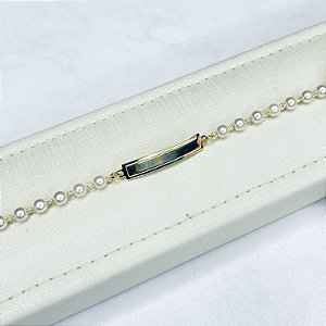 Pulseira Infantil C/ placa para gravar Nome Banhada a Ouro - P1150