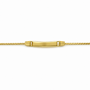 Pulseira Infantil C/ placa para gravar Nome Banhada a Ouro - P1154