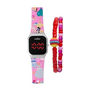 Relógio Condor Infantil Disney Princesa Cinderela Digital c/ pulseiras COHB21AAG/K8T