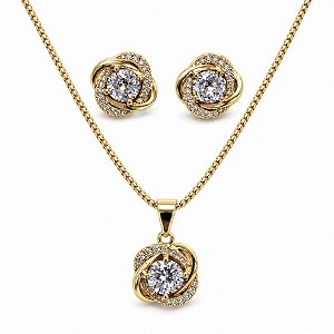 Conjunto de Brincos e Gargantilha Banhado a Ouro - 49238