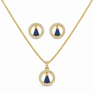 Conjunto de Brincos e Gargantilha Banhado a Ouro - 48966