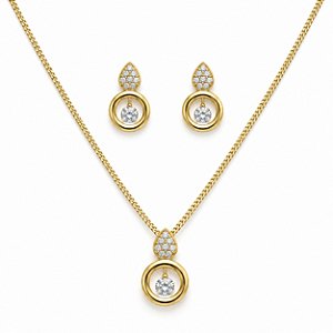 Conjunto de Brincos e Gargantilha Banhado a Ouro - 48190