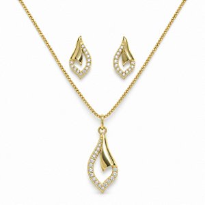 Conjunto de Brincos e Gargantilha Banhado a Ouro - 48191
