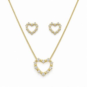 Conjunto de Brincos e Gargantilha Banhado a Ouro - 48963