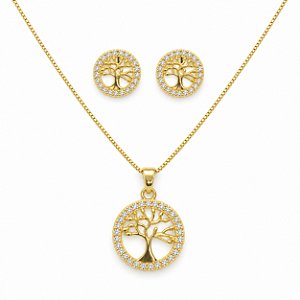 Conjunto de Brincos e Gargantilha Banhado a Ouro - 48992