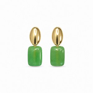Brinco Pedra Natural Banhado a Ouro - 48525