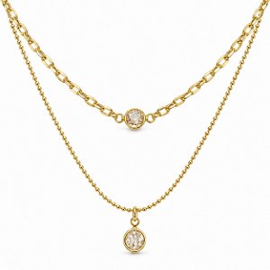 Gargantilha Dupla Banhada a Ouro - 49578