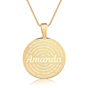 Gargantilha Mandala Personalizada Pai Nosso Evangélico - Banhado a Ouro 18k