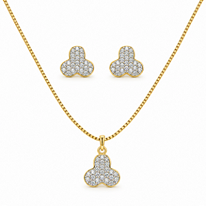 Conjunto de Brincos e Gargantilha Banhado a Ouro - CJ12