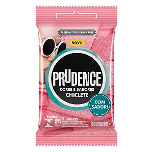 Preservativo Lubrificado com 3 Unidades Sabor Chiclete - Prudence