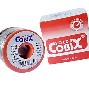 Solda Estanho 0.5mm C/ Fluxo 63x37 Carretel 500g - Cobix