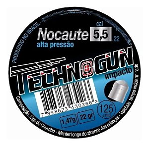 Chumbinho Technogun Nocaute 5,5 mm 125 Un Mais Pesado Impact