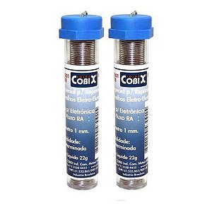 Kit 02 Tubos Solda Estanho 1mm 63x37 1.0mm C/ Fluxo - Cobix