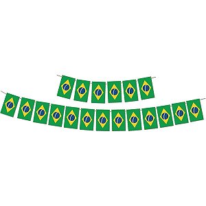 Artigo de Decoração Bandeirinhas do Brasil 2,60m Plástica