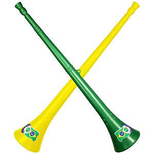 Kit 2 Vuvuzelas Verde e Amarelo Brasil 60cm Copa do Mundo
