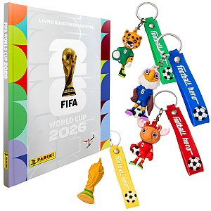 Kit Álbum Capa Dura Prata e Chaveiros Copa do Mundo Panini