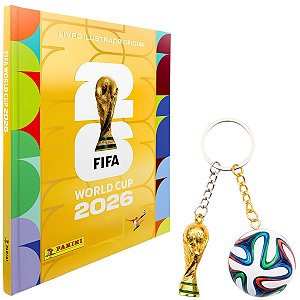 Kit Álbum Capa Dura Ouro e 2 Chaveiros Copa do Mundo Panini