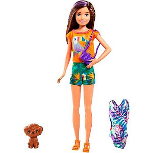 Boneca Barbie Family Irmas Viagem Praia Com Pet Grt86 Mattel
