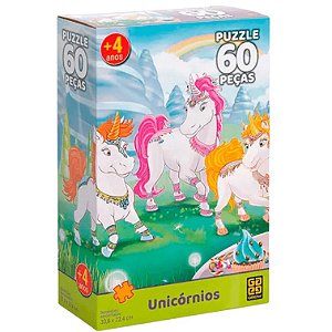 Quebra Cabeça Puzzle 60 peças Unicórnios Grow