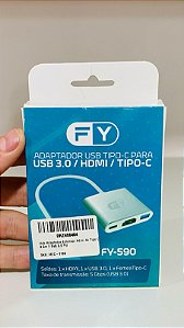 Adaptador 3 em 1, USB-C/HDMI/USB