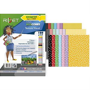 Papel Criativo Textura Visual 180g 7 cores 3 estampas c/ 36 fls