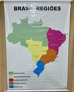 Mapa do Brasil Regiões 120x90cm - Lona unid.