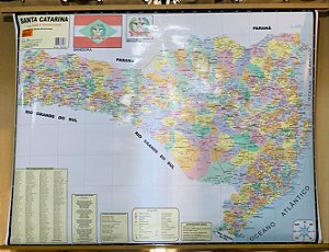 Mapa de Santa Catarina - Político e Rodoviário 120x90cm - Lona unid.