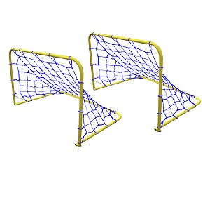 Kit gol Júnior, 02 traves de ferro com rede.