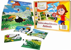 Quebra Cabeça Educativo Animais - Cx. c/10 un.