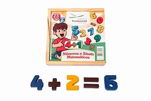 Números e Sinais Matemáticos c/25 pçs. em madeira