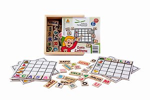 Loto Leitura - c/6 placas + 30 palavras c/120 Letras coloridas em mdf