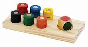 Jogo de Cores - Base + dado em cores + c/18 argolas coloridas