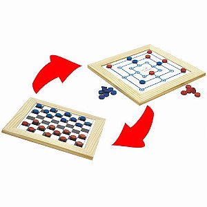 Dama e Trilha c/moldura – Tabuleiro 31x31cm