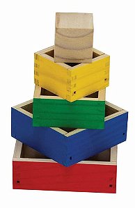 Cubos de Encaixe - c/05 Cx. de encaixe coloridas Med. 13x13x9cm