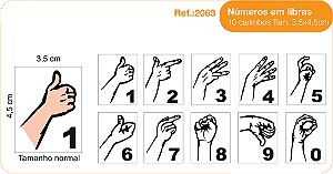 Carimbos Números em Libras - c/10 un. 3,5x4,5cm