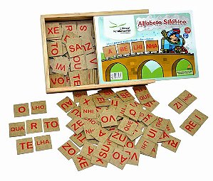 Alfabeto Silábico c/320 pçs. MDF Cx. Madeira