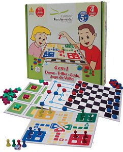4 em 1 - Dama, Trilha, Ludo e Jogo da Velha - Cx. Cartonada