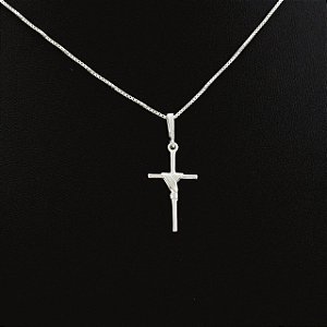 Pingente Prata 925 Crucifixo Manto 3x1,2Cm 1Gr ( Para correntes de 1 até 3mm )