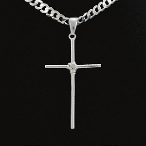 Pingente Prata 925 Crucifixo C/ Manto 6,5x3,0cm 3,3gr (Para corrente de 3 até 7mm)