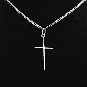 Pingente Prata 925 Crucifixo 3,0x2,3cm 0,9gr (Para corrente de 1 até 3mm)