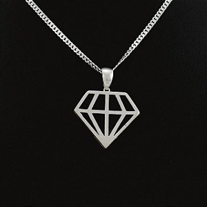 Pingente Prata 925 Diamante 2,6x2,6cm 2,0gr (Para corrente de 2 até 5mm)