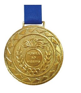 Medalha de Ouro M50 Esportiva Honra ao Mérito Com Fita Azul Crespar