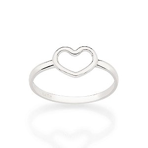 Anel Rommanel Skinny Ring Com Coração Vazado Na Parte Superior
