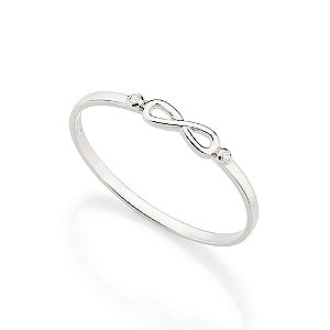 Anel Rommanel Skinny Ring Infinito Cravejado Por 2 Zircônias De 1,0 Mm