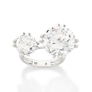 Maxi Anel Rommanel Cravejado Por 1 Zircônia De 15,0 Mm E 1 Zircônia De 10,0 Mm,(Joia Licenciada Coleção Giovanna Antonel