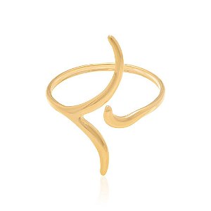 Anel Rommanel Skinny Ring Estilizado Tendo Detalhe "V" Em Uma Das Pontas