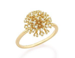 Anel Rommanel Skinny Ring Com Detalhe De "Buque De Flores" Cravejados Com 31 Zircônias De 1,25Mm