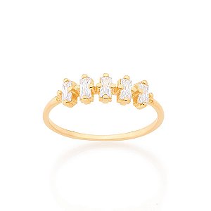 Anel Rommanel "Skinny Ring", Composto Por 5 Zircônias Retangulares De 2X4 Mm