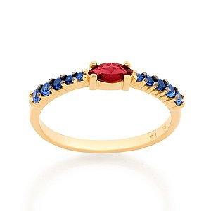 Anel Rommanel Skinny Ring Composto Por 4 Zircônias De 2 Mm, 2 Zircônias De 1,75 Mm, 2 Zircônias De 1,50 Mm, 2 Zircônias